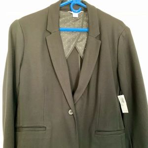 Women’s Black Ponte-Knit One Button Blazer NWT